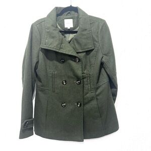 Thread & Supply Double-Breasted Peacoat in olive green large